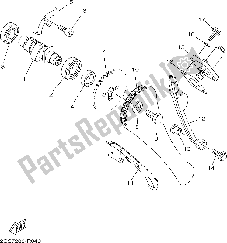 All parts for the Camshaft & Chain of the Yamaha AG 125 2019