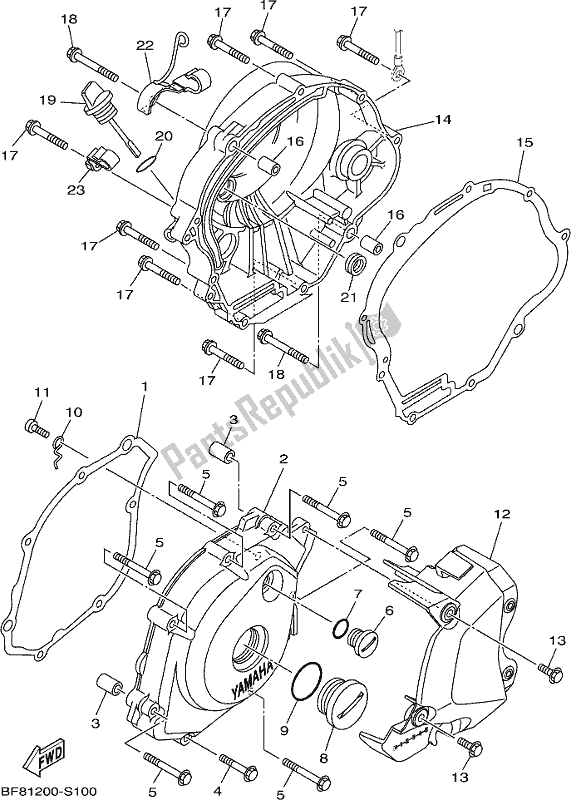 All parts for the Crankcase Cover 1 of the Yamaha AG 125 2019