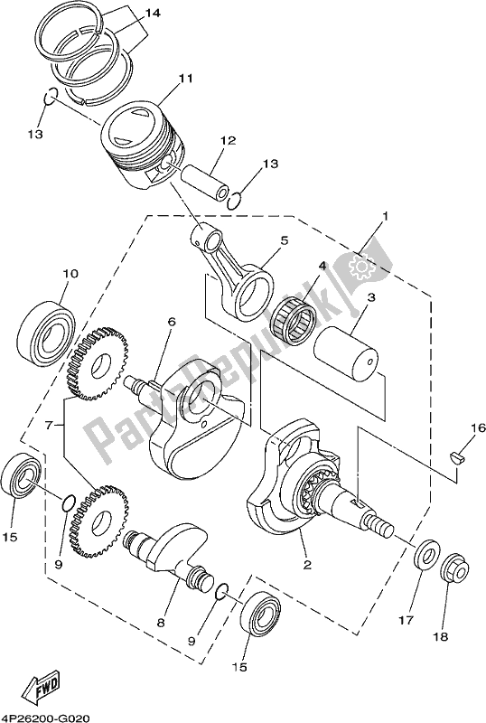 All parts for the Crankshaft & Piston of the Yamaha AG 125 2019