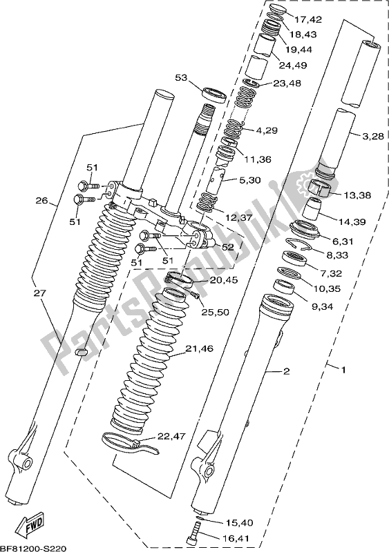 Todas as partes de Garfo Dianteiro do Yamaha AG 125 2019