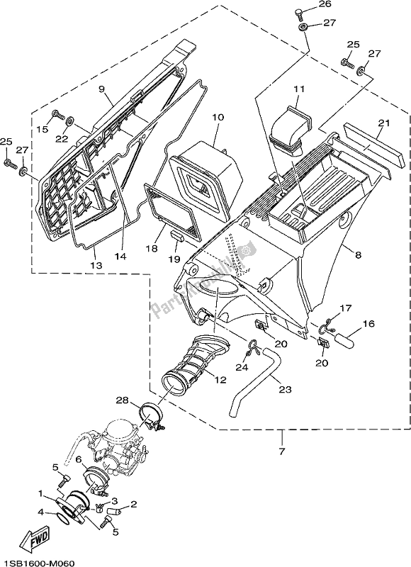 All parts for the Intake of the Yamaha AG 125 2019