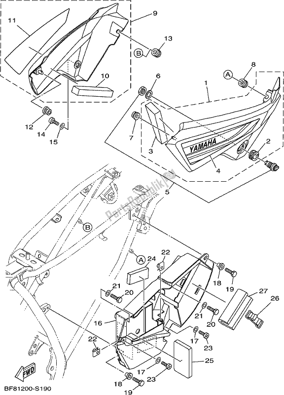 Todas las partes para Cubierta Lateral de Yamaha AG 125 2019