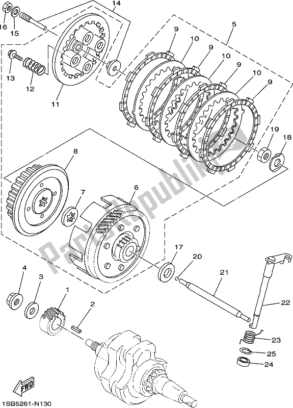 All parts for the Clutch of the Yamaha AG 125 2020