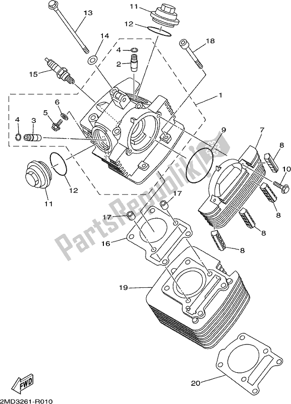 All parts for the Cylinder of the Yamaha AG 125 2020