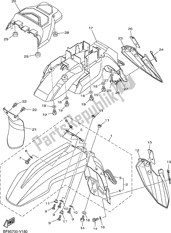 All parts for the Fender of the Yamaha AG 125 2020