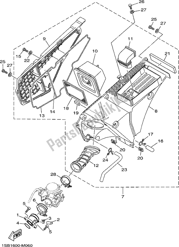 All parts for the Intake of the Yamaha AG 125 2020