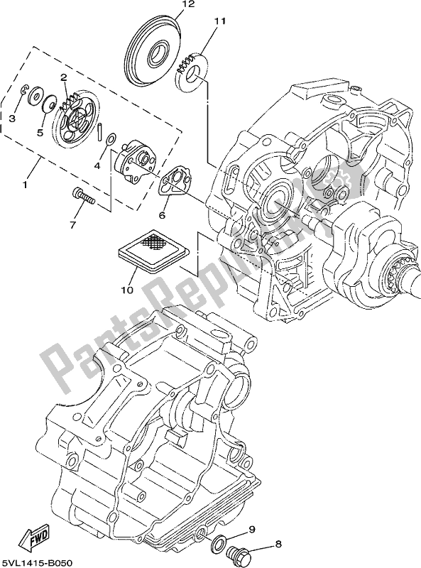 All parts for the Oil Pump of the Yamaha AG 125 2020