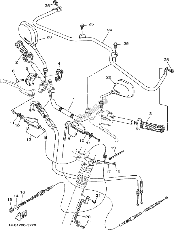 All parts for the Steering Handle & Cable of the Yamaha AG 125 2020