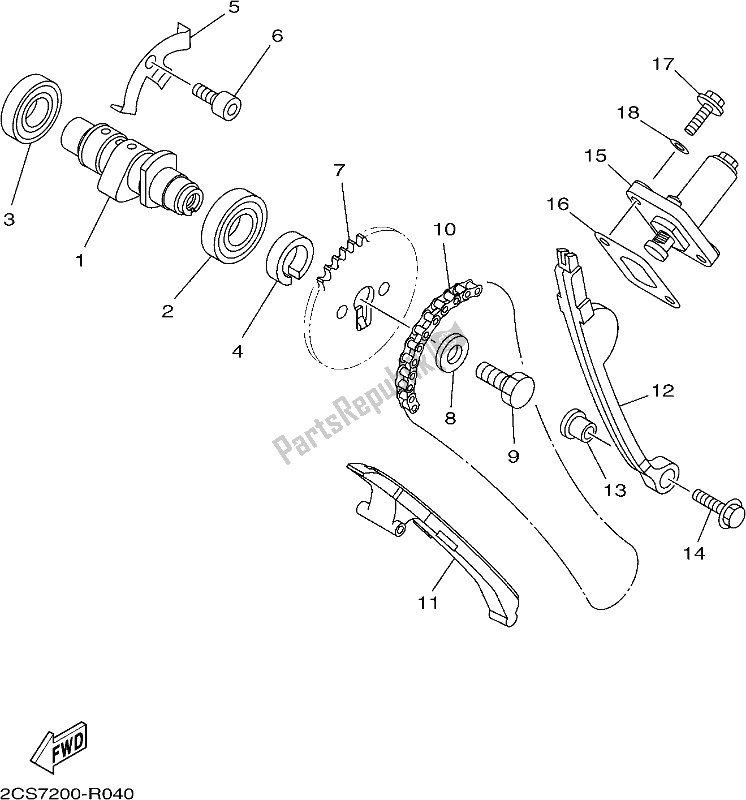 Alle onderdelen voor de Nokkenas & Ketting van de Yamaha AG 125 2021