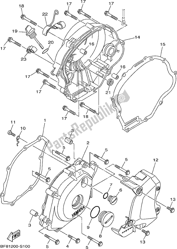 All parts for the Crankcase Cover 1 of the Yamaha AG 125 2021