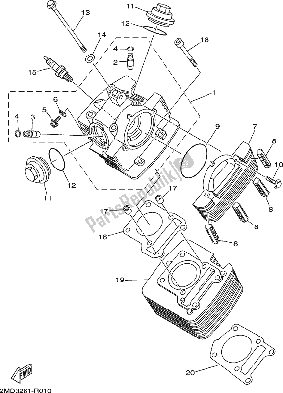 All parts for the Cylinder of the Yamaha AG 125 2021