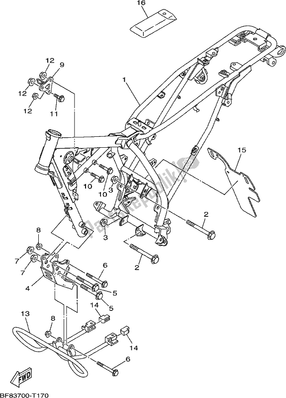 All parts for the Frame of the Yamaha AG 125 2021