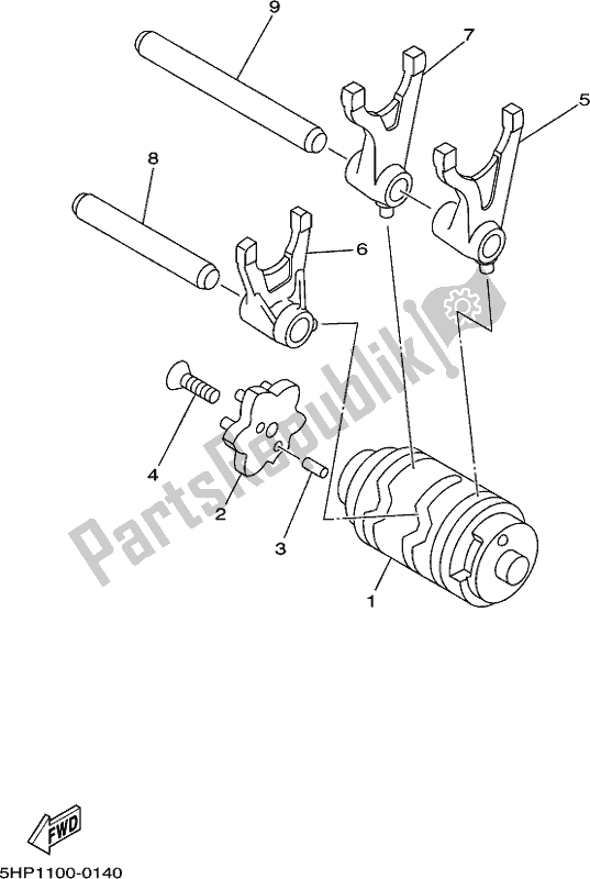 All parts for the Shift Cam & Fork of the Yamaha AG 125 2021