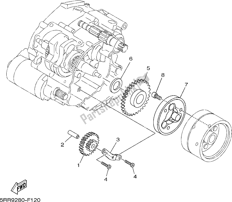 All parts for the Starter Clutch of the Yamaha AG 125 2021