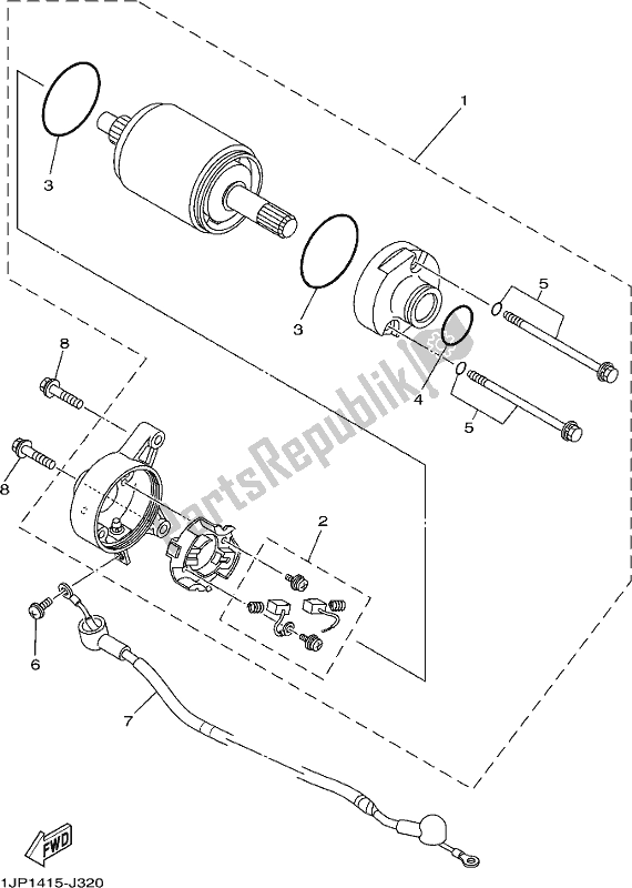 All parts for the Starting Motor of the Yamaha AG 125 2021