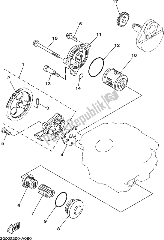 Alle onderdelen voor de Oliepomp van de Yamaha AG 200 FE 2017