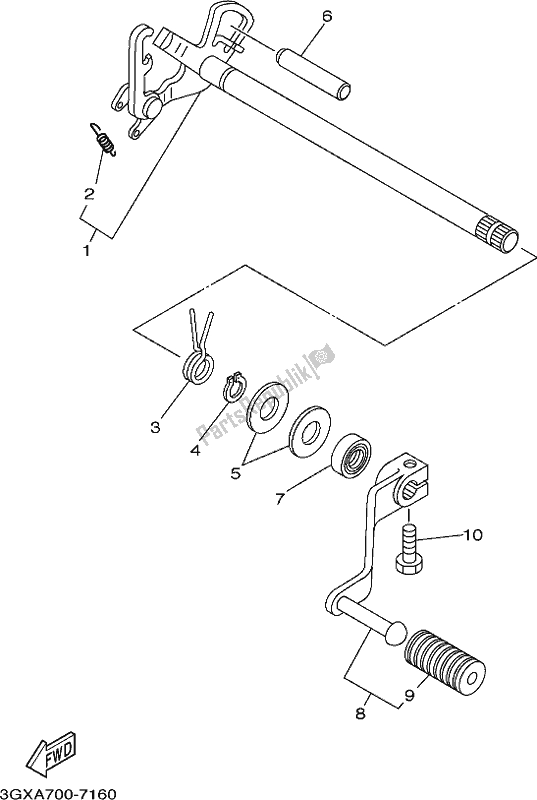 Alle onderdelen voor de Schakelas van de Yamaha AG 200 FE 2017