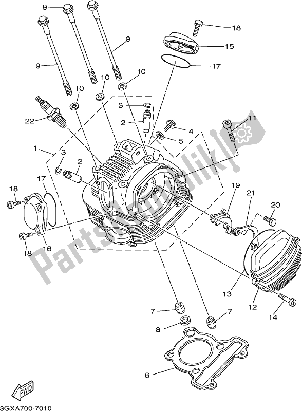 All parts for the Cylinder Head of the Yamaha AG 200 FE 2018 All parts for the Cylinder Head of the Yamaha AG 200 FE 2018