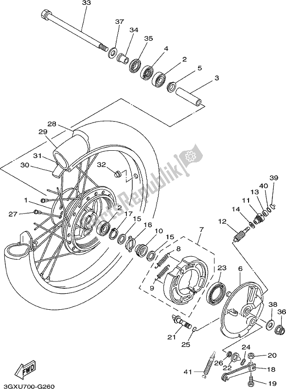 Wszystkie części do Przednie Ko? O Yamaha AG 200 FE 2018