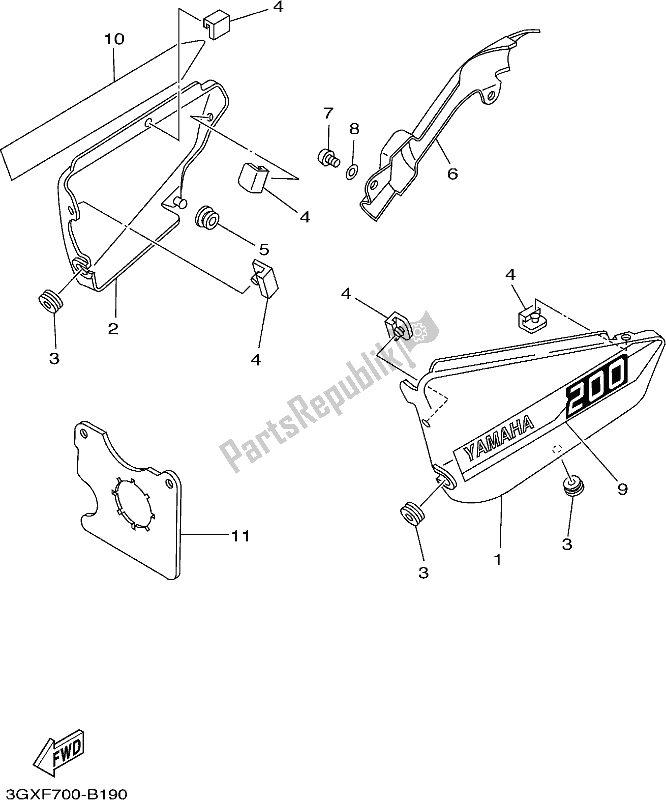 Toutes les pièces pour le Couvercle Latéral du Yamaha AG 200 FE 2018