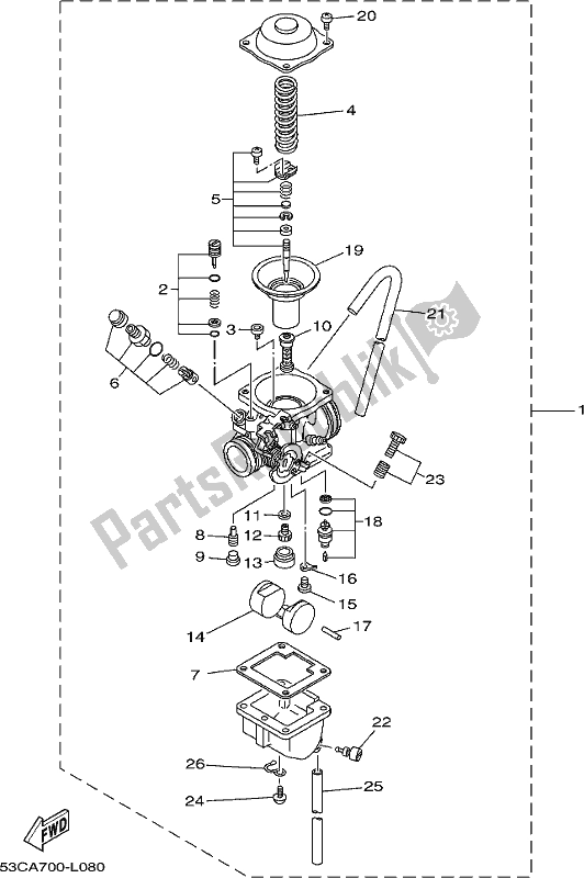 All parts for the Carburetor of the Yamaha AG 200 FE 2019