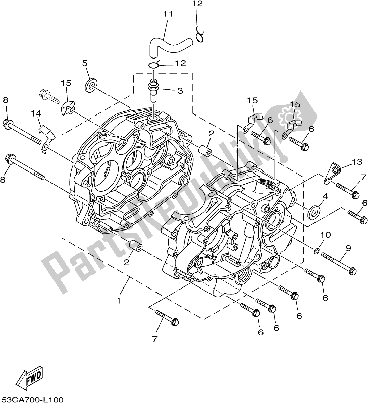 All parts for the Crankcase of the Yamaha AG 200 FE 2019