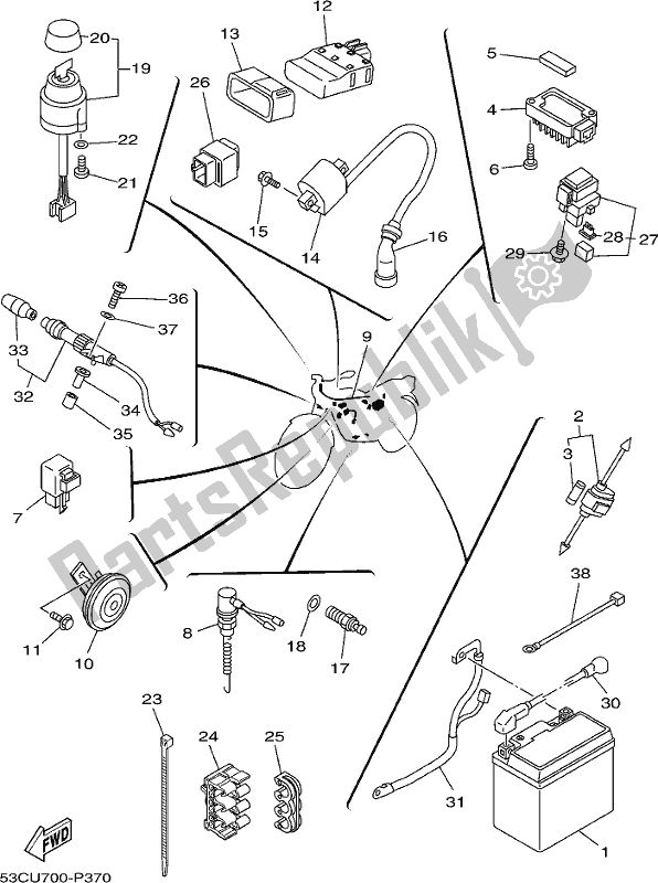 All parts for the Electrical 1 of the Yamaha AG 200 FE 2019