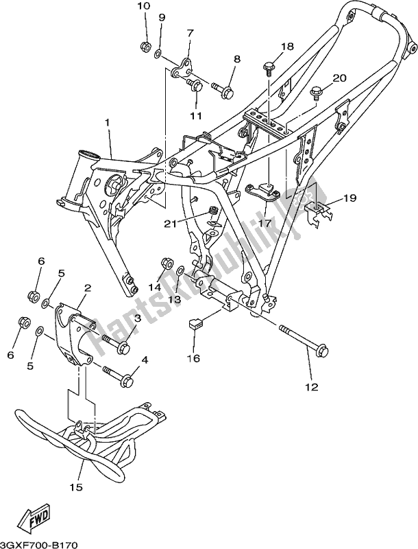 All parts for the Frame of the Yamaha AG 200 FE 2019