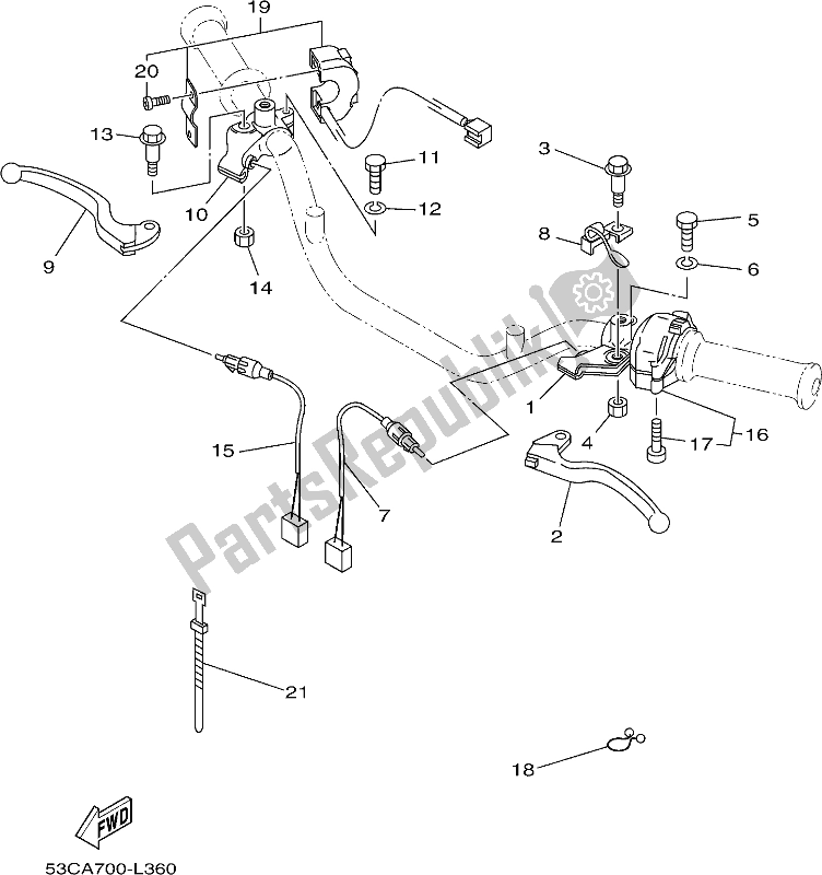 All parts for the Handle Switch & Lever of the Yamaha AG 200 FE 2019