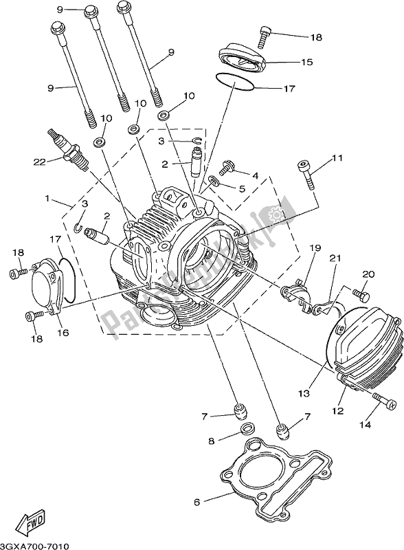 Alle onderdelen voor de Cilinderkop van de Yamaha AG 200 FE 2020