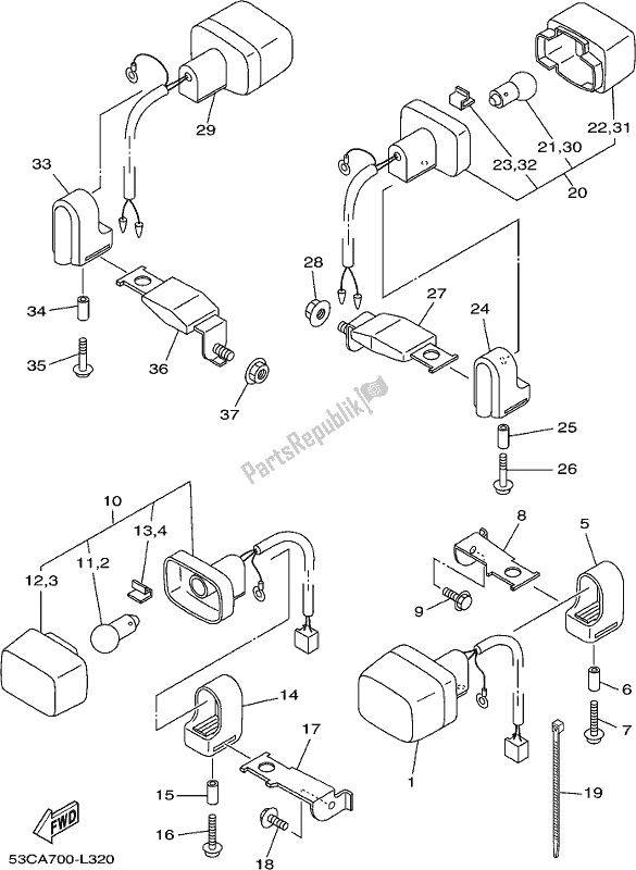 Todas las partes para Luz Intermitente de Yamaha AG 200 FE 2020