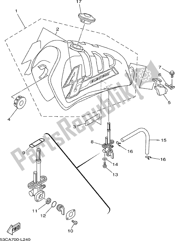 Alle onderdelen voor de Benzinetank van de Yamaha AG 200 FE 2020