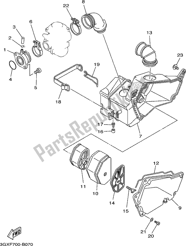 Alle onderdelen voor de Inname van de Yamaha AG 200 FE 2020