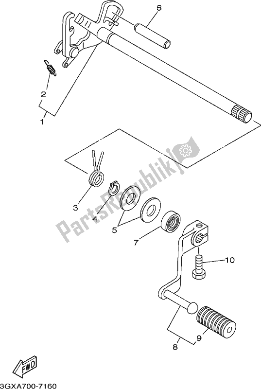 Alle onderdelen voor de Schakelas van de Yamaha AG 200 FE 2020