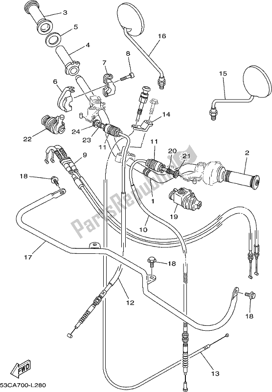 Alle onderdelen voor de Stuurhendel En Kabel van de Yamaha AG 200 FE 2020