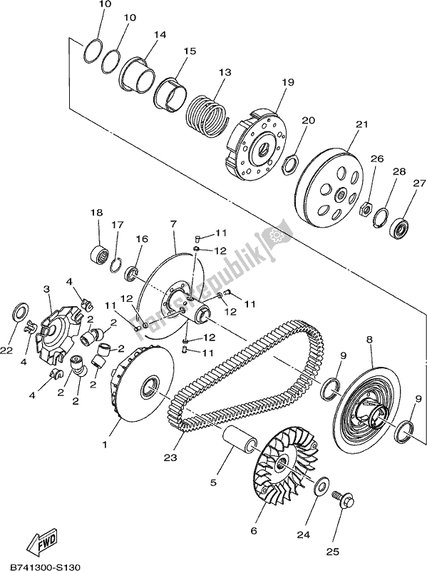 All parts for the Clutch of the Yamaha CZD 300-A 2017