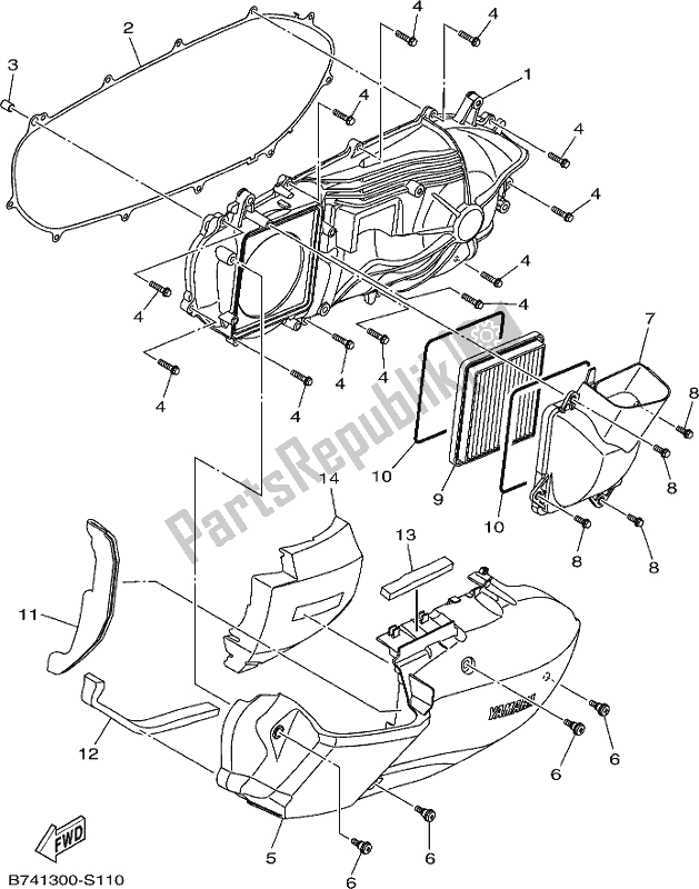 Alle onderdelen voor de Carterdeksel 1 van de Yamaha CZD 300-A 2017