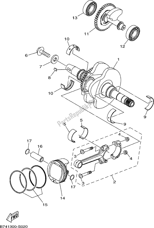 All parts for the Crankshaft & Piston of the Yamaha CZD 300-A 2017