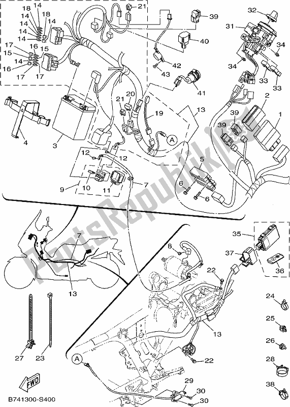 All parts for the Electrical 1 of the Yamaha CZD 300-A 2017