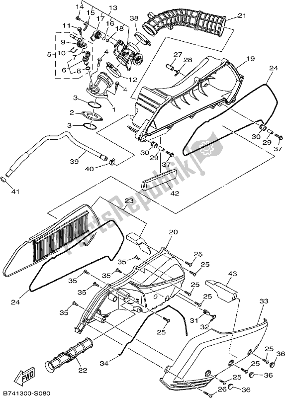 All parts for the Intake of the Yamaha CZD 300-A 2017