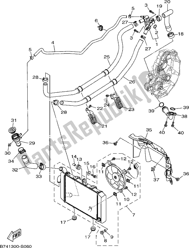 All parts for the Radiator & Hose of the Yamaha CZD 300-A 2017