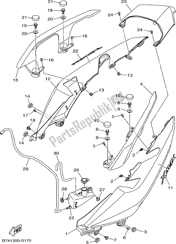 Todas las partes para Cubierta Lateral de Yamaha CZD 300-A 2017