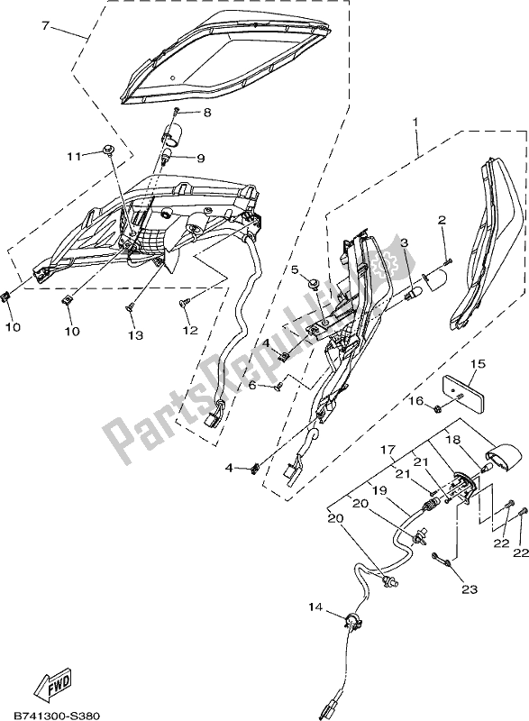 All parts for the Taillight of the Yamaha CZD 300-A 2017