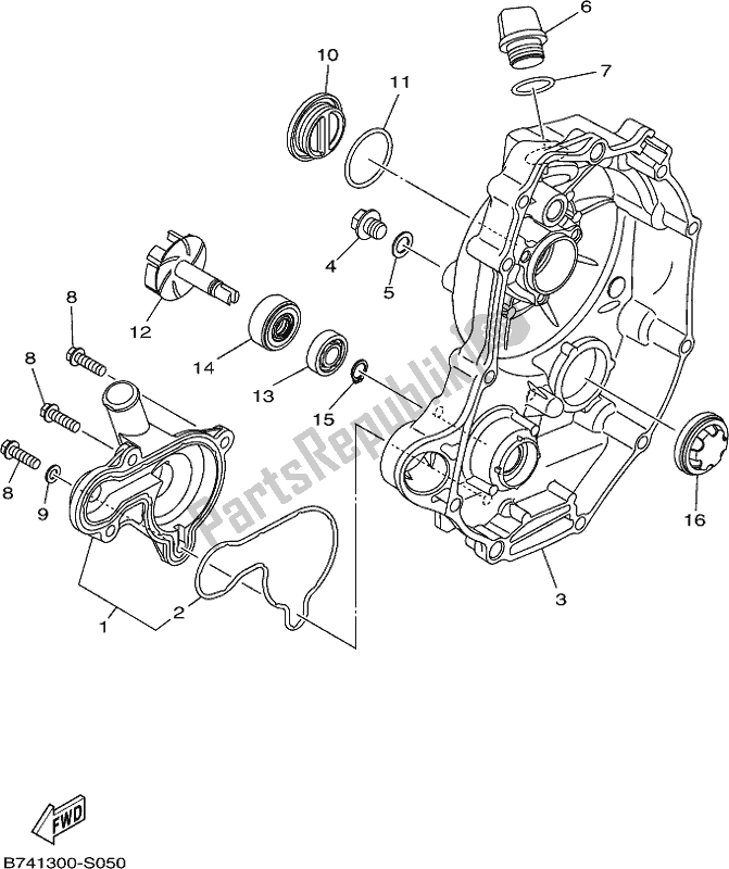 All parts for the Water Pump of the Yamaha CZD 300-A 2017