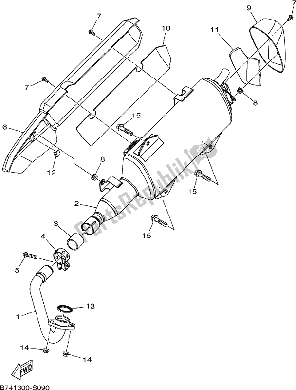 All parts for the Exhaust of the Yamaha CZD 300-A 2018