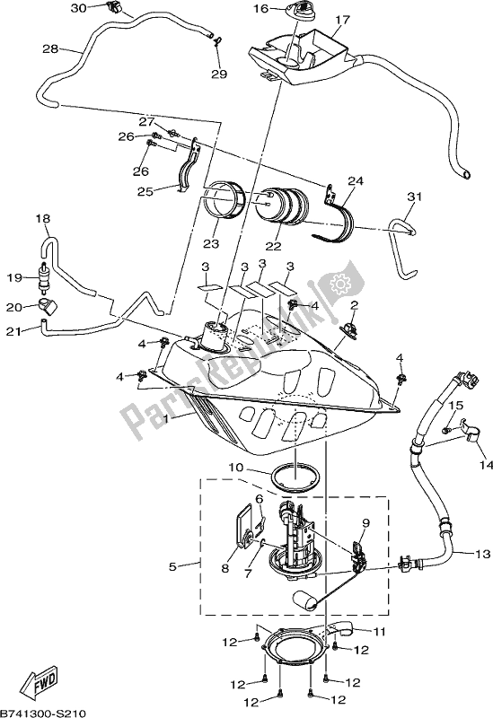 Alle onderdelen voor de Benzinetank van de Yamaha CZD 300-A 2018