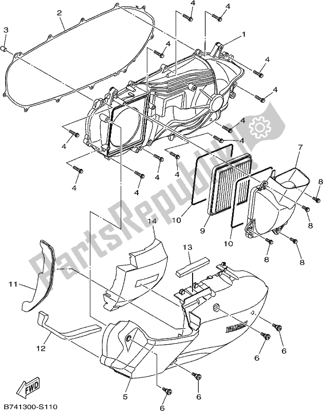 All parts for the Crankcase Cover 1 of the Yamaha CZD 300-A 2019