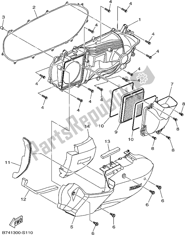 All parts for the Crankcase Cover 1 of the Yamaha CZD 300-A 2019