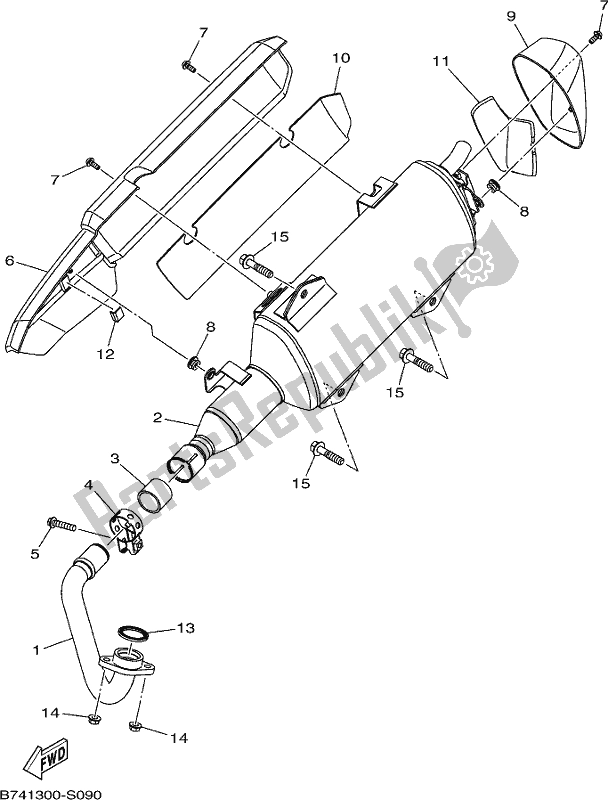 All parts for the Exhaust of the Yamaha CZD 300-A 2019