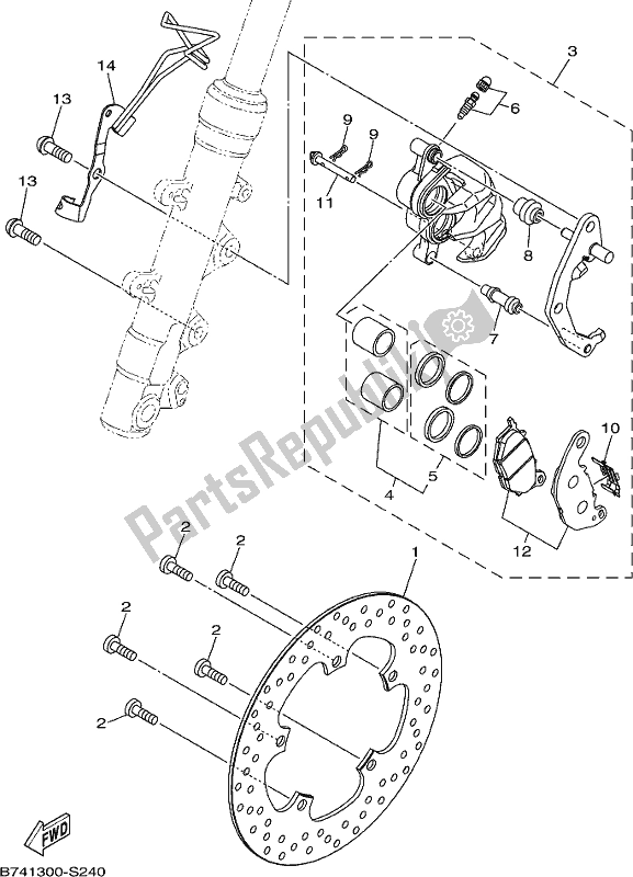 Todas as partes de Pinça De Freio Dianteiro do Yamaha CZD 300-A 2019